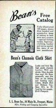 1957 Print Ad Bean Chamois Cloth Hunting &amp; Fishing Shirts LL Bean Freepo... - £5.62 GBP