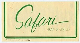 Safari Bar &amp; Grill Menu Elephant Bar Nashville Tennessee 1986 - £13.94 GBP