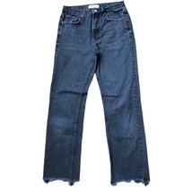 Zara Woman Size 2 Black Denim High Waist Raw Hem Cropped Straight Jeans Grunge - £14.15 GBP