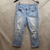 American Eagle Jeans Women&#39;s Size 6 Regular Light Wash Distressed Ripped... - $12.00