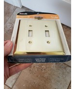 NEW NIP Amerelle Polished Brass Plate Double Toggle Switch Plate Cover - £3.94 GBP