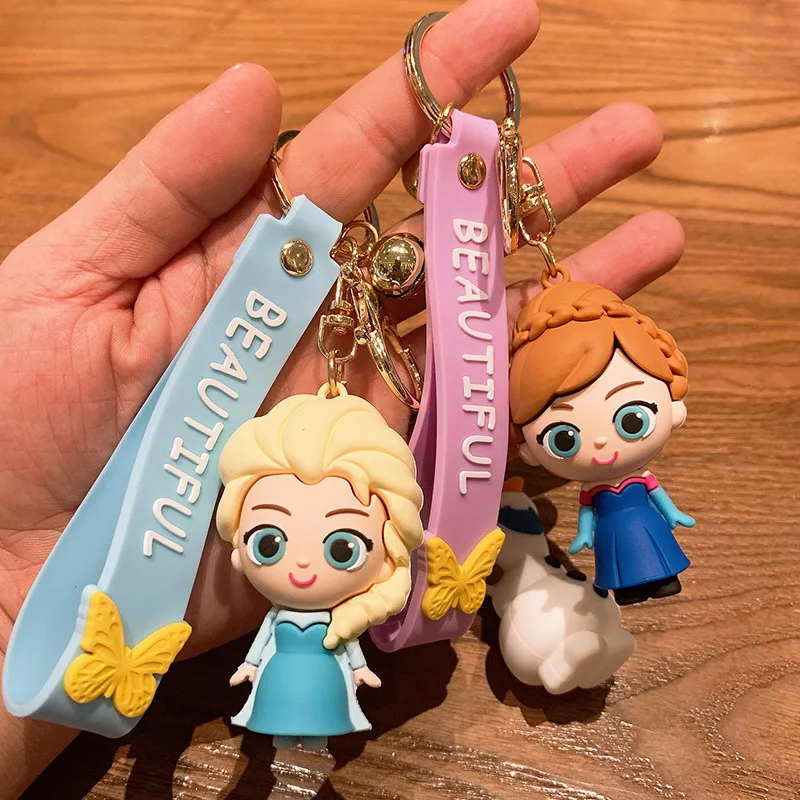 Disney Accessories Anime Figure Frozen Elsa Anna Olaf Cartoon Keychain Bag Key - £9.39 GBP
