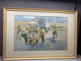 Vintage Framed Print Reproduction Frederic Remington Painting &quot;The Emigrants&quot; - £21.33 GBP