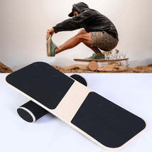 Surfing Ski Balance Board Roller Wooden Yoga Board, Specification: 07B Black San - £27.93 GBP