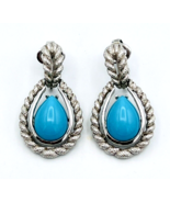 Vintage Susan Caplan Avon Roped Silver Tone Faux Turquoise Clip On Earrings - £17.38 GBP