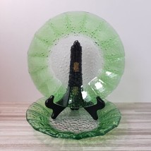 Green Textured Flower Shaped 8&quot; Glass Bowl Set of 2 - $18.00