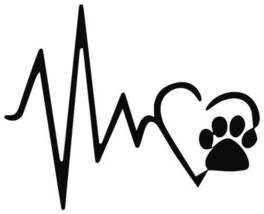 Heart beat rhythm with dog paw Logo Vinyl Decal - $2.59+