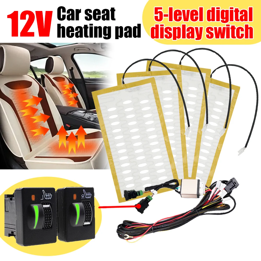 4Pcs Built-in Car Seat Heater Kit 2 Seat 12V Carbon Fiber Heat Poleless ... - $60.93
