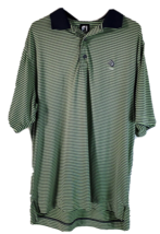 Foot Joy Polo Shirt Mens Size XL Green Navy Striped Knit Short Sleeve Collared - £13.98 GBP