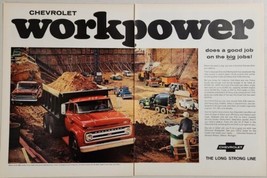 1965 Print Ad Chevrolet Workpower Trucks Cement,Pickup,Dump Construction Site - £16.74 GBP