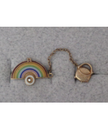 Antique Rainbow Girls Masonic Pin 14K Yellow Gold Enamel Pearl Pot of Gold - £68.86 GBP