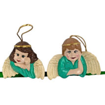 Kitschy Angel Christmas Ornaments Hand Painted USA Holiday Set of 2 RARE Gift - £19.68 GBP
