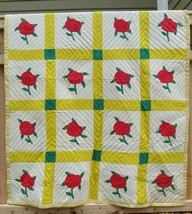 HAND SEWN QUILT vintage antique quilt Handmade Cotton 86 x 65 pink flowers - $280.49