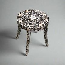 MOP inlay in Black floral pattern wooden plant stand or side table - $520.00