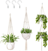 Aerwo 3 Pack Macrame Plant Hangers Outdoor Indoor Wall Hanging Planters+ 3 PCS H - £18.20 GBP