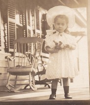 Pretty Young Girl in Sunbonnet Holding a Rose - Pre-1920 Real Photo Postcard - £10.04 GBP