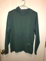 L.L. Bean Mens Small Slightly Fitted Pullover Green Hoodie Zippered Pocket - $11.87