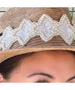 Beaded Star Adjustable Belt or Hat Band Ivory White - $37.62