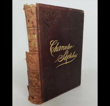 Antique Leather Bound Gold Book Character Sketches Morality George Lofto... - $154.54
