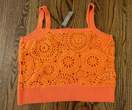 NEW JCrew Women’s Cropped Crochet Sweater Tank Size XL Orange NWT - $78.71