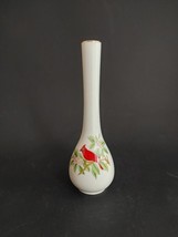 Vintage Lefton Cardinal Bud Vase Gold Trim Japan 2595 EUC 7&quot; Bird Floral - £10.08 GBP