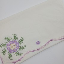 Vintage Embroidery Crochet Table Runner Lavender Pinwheel 38x17&quot; Handmade - $14.03