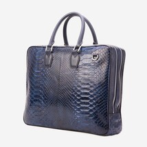 The Cortona Navy Blue Python Leather Men’s Laptop Briefcase image 5