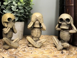 Ebros Gothic Whimsical See Hear Speak No Evil Baby Skeletons Statue Set Of 3 - £23.13 GBP