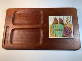 Vintage Wood &amp;Ceramic Cheese &amp;Cracker Serving Tray - £11.63 GBP