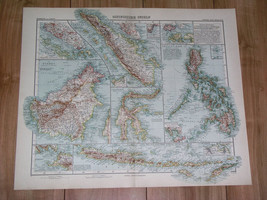 1910 Map Of Indonesia Borneo Sumatra Java Celebes Singapore Philippines - £26.62 GBP