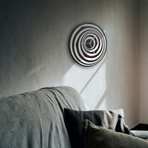 Black hole - 16 in black &amp; white wooden wall clock with virtual absorbti... - $159.00