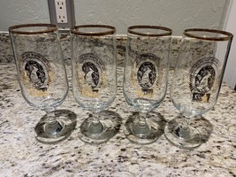 Set of 4 Vintage Coors Beer Rocky Mountain Spring  Stem Gold Trim Goblets - $19.75