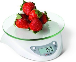Taylor Digital Kitchen Scale With Glass Platform, Tare Button, And, White - $30.98