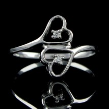 0.01Ct Round Moissanite Heart Shaped Loved Ring 18K White Gold Plated Silver - £22.40 GBP