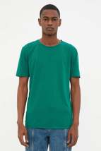 Green Men&#39;s Basic Slim Fit Crew Neck Short Sleeved T-Shirt TMNSS22TS0270 - £7.86 GBP