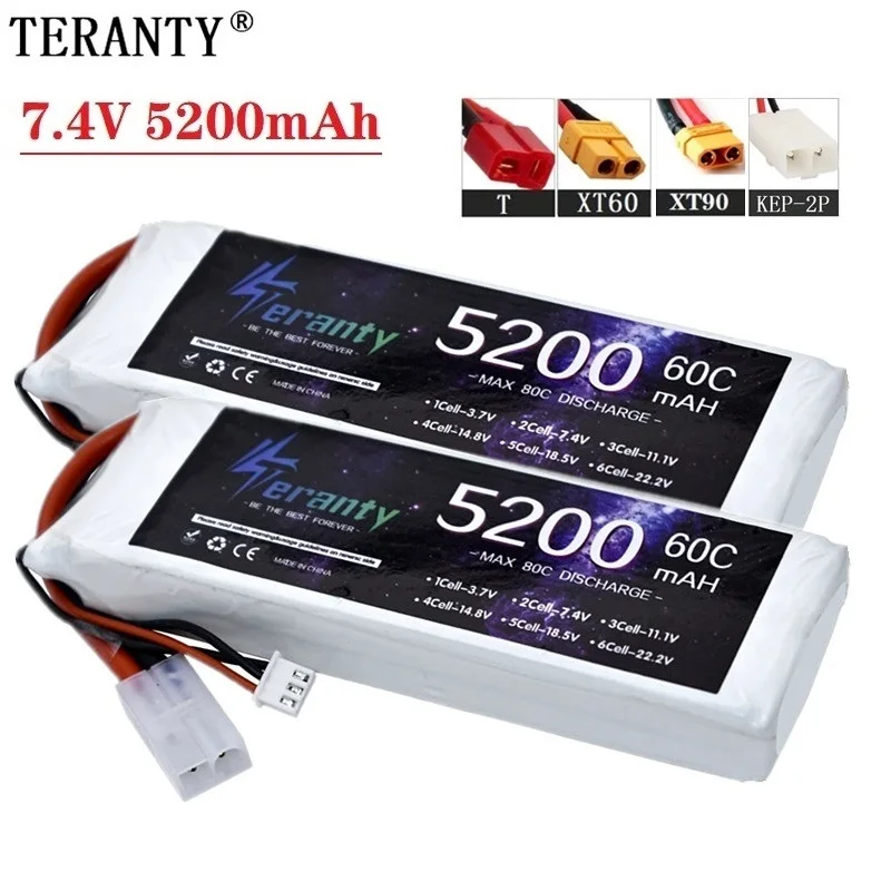 2S 7.4V Lipo Battery 5200mAh 60C with Deans XT60 Tamiya/KET-2P For RC Ai... - £31.69 GBP+