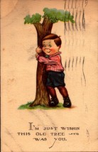 Antique Comic Postcard~ Young Love~ I&#39;m Wishin This Old Tree Was You-BKC - £2.38 GBP