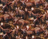 Cotton Moose Animals Woodland Brown Fabric Print by  Yard D487.86 - £12.55 GBP