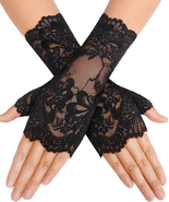 Women Short Lace Gloves Fingerless Bridal Wrist Glove Opera Evening Wedd... - €11,26 EUR