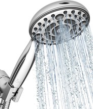 Lokby 5′′ High Pressure Shower Head With Handheld 6-Settings -, Rubber Washers. - £32.92 GBP