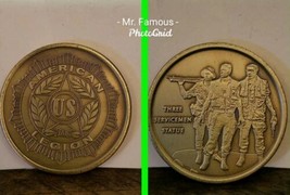 U.S. American Legion USA Veteran Coin Three Servicemen Statue Medallion - £11.65 GBP