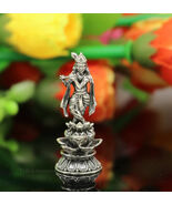 925 sterling silver Krishna with flute standing statue figurine puja art158 - $69.29