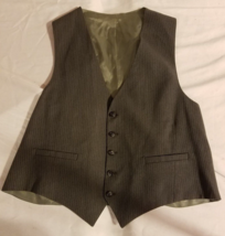 MEN&#39;S FORMAL WEAR PIN STRIPED GRAY SILK 36 CHEST 5 BUTTON VEST WAIST COAT - $18.41