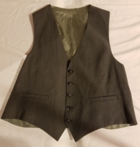 MEN&#39;S FORMAL WEAR PIN STRIPED GRAY SILK 36 CHEST 5 BUTTON VEST WAIST COAT - £15.27 GBP