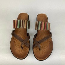 BOC Born Sandals Womens 10 Brown Toe Ring Slides Thong Striped Summer Gould - £23.45 GBP