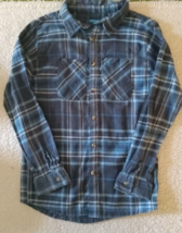 Canyon Creek Flannel Shirt boys sizeXL Blue Plaid Button Up Cotton Outdoors - £7.47 GBP