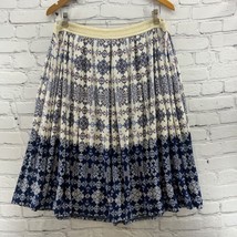 Vintage America Blues Skirt Sz L Blue Cream Print Elastic Waist Pull On - £14.01 GBP