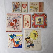 Vtg 1940s Valentine Cards Lot (7) Folding Folded WWII Era Paper Animals Music - £29.62 GBP
