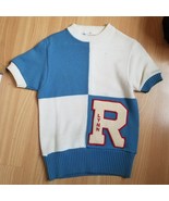 Vintage cheerleader sweater uniform top white red blue 1950&#39;s 1960&#39;s - $39.99