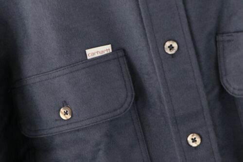 Deadstock Vtg 90s Carhartt Mens 3XL Moleskin Chamois Cloth Button Shirt Navy USA Item image 5